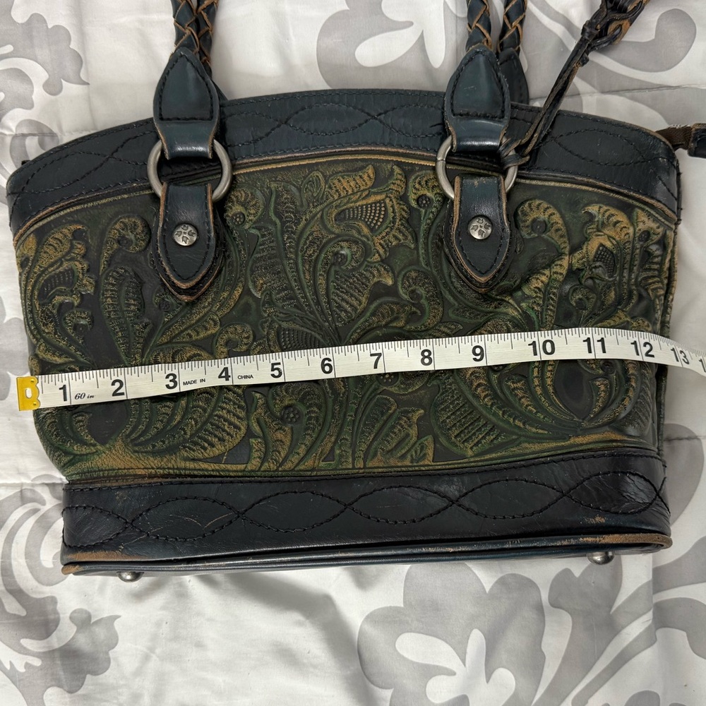 Patricia Nash Zorita Burnished Blue Tooled Leather Shoulder Bag - Picture 6 of 12